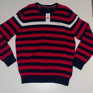 Tommy Hilfiger Men's Striped Sweater - Red and Blue